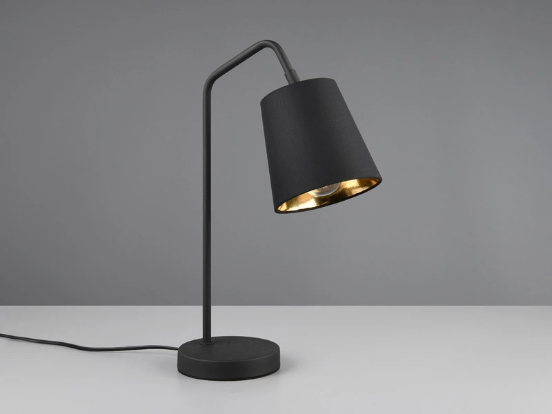 MeineWunschleuchte Große Tischleuchte Spot Schwenkbar, Metall & Stoffschirm Schwarz/Gold, Höhe 45cm 7 MeineWunschleuchte Große Tischleuchte Spot Schwenkbar, Metall & Stoffschirm Schwarz/Gold, Höhe 45cm – Bild 5