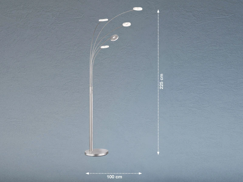 Fischer & Honsel Große XXL LED Bogenlampe DENT Dimmbar Design Silber - Höhe 225cm 6 Fischer & Honsel Große XXL LED Bogenlampe DENT Dimmbar Design Silber - Höhe 225cm – Bild 4