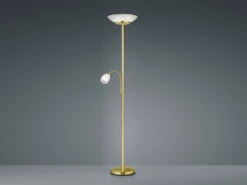 Reality Leuchten Großer Deckenfluter GERRY Mit Flex Leselampe, Messing & Glas Weiß, 180cm -Bestes Beleuchtungs Geschäft grosser deckenfluter gerry mit flex leselampe mess 2