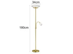 Reality Leuchten Großer Deckenfluter GERRY Mit Flex Leselampe, Messing & Glas Weiß, 180cm -Bestes Beleuchtungs Geschäft grosser deckenfluter gerry mit flex leselampe mess 3