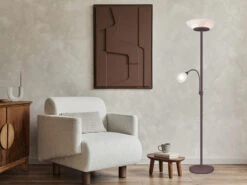 Reality Leuchten Großer Deckenfluter GERRY Mit Flex Leselampe, Rostoptik & Glas Weiß, 180cm