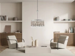 KICHLER Großer Kronleuchter PIPER 6-flammig Mit Filigranem Kristall Glas Chrom, Ø 61,6cm -Bestes Beleuchtungs Geschäft grosser kronleuchter piper 6 flammig mit filigrane 18