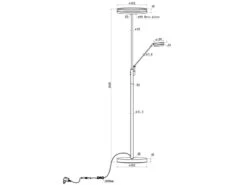 Trio Leuchten Großer LED Deckenfluter FRANKLIN Mit Lesearm, Höhe 181cm, Silber -Bestes Beleuchtungs Geschäft grosser led deckenfluter franklin mit lesearm hoeh 21
