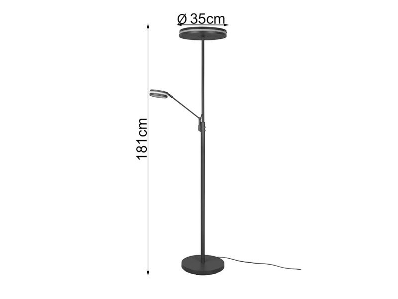 Trio Leuchten Großer LED Deckenfluter FRANKLIN Mit Lesearm, Höhe 181cm, Anthrazit 6 Trio Leuchten Großer LED Deckenfluter FRANKLIN Mit Lesearm, Höhe 181cm, Anthrazit – Bild 4