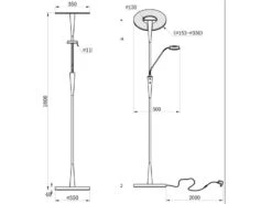 Trio Leuchten Großer LED Deckenfluter QUEBEC Schwenkbar Mit Lesearm, Höhe 180cm, Messing -Bestes Beleuchtungs Geschäft grosser led deckenfluter quebec schwenkbar mit les 13