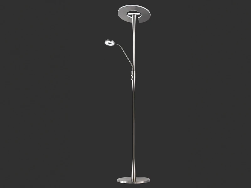 Trio Leuchten Großer LED Deckenfluter QUEBEC Schwenkbar Mit Lesearm, Höhe 180cm, Silber Matt 5 Trio Leuchten Großer LED Deckenfluter QUEBEC Schwenkbar Mit Lesearm, Höhe 180cm, Silber Matt – Bild 3