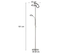 Trio Leuchten Großer LED Deckenfluter SPLIT Schwenkbar Mit Lesearm, Höhe 181cm, Silber Matt -Bestes Beleuchtungs Geschäft grosser led deckenfluter split schwenkbar mit lese 3