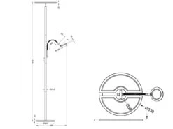 Trio Leuchten Großer LED Deckenfluter SPLIT Schwenkbar Mit Lesearm, Höhe 181cm, Silber Matt -Bestes Beleuchtungs Geschäft grosser led deckenfluter split schwenkbar mit lese 4