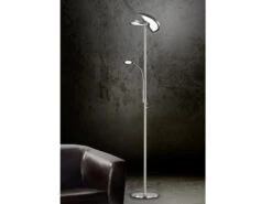 Trio Leuchten Großer LED Deckenfluter SPLIT Schwenkbar Mit Lesearm, Höhe 181cm, Silber Matt -Bestes Beleuchtungs Geschäft grosser led deckenfluter split schwenkbar mit lese 5