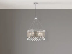 MeineWunschleuchte Großer LED Kronleuchter 6-flammig Mit Filigranem Kristall Glas Chrom, Ø 61,6cm -Bestes Beleuchtungs Geschäft grosser led kronleuchter 6 flammig mit filigranem 1 2