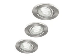 XQ-Lite GU10 Einbauspot, 3-er Set, Richtbar Gebürsteter Stahl