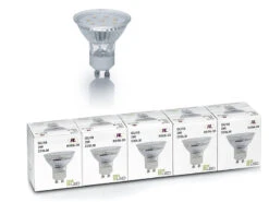 Reality Leuchten GU10 LED 5er SET, 3 Watt 250 Lumen 3000 Kelvin Warmweiß, Ø5cm - Nicht Dimmbar
