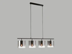 MeineWunschleuchte Hängelampe 4 Flammig Schwarz Mit Rauchglas & LED Dimmbar - 112cm Lang -Bestes Beleuchtungs Geschäft haengelampe 4 flammig schwarz mit rauchglas led di 2