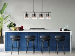 MeineWunschleuchte Hängelampe 4 Flammig Schwarz Mit Rauchglas & LED Dimmbar - 112cm Lang -Bestes Beleuchtungs Geschäft haengelampe 4 flammig schwarz mit rauchglas led di 5