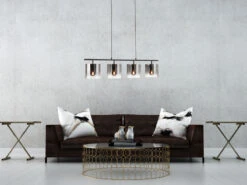 MeineWunschleuchte Hängelampe 4 Flammig Schwarz Mit Rauchglas & LED Dimmbar - 112cm Lang -Bestes Beleuchtungs Geschäft haengelampe 4 flammig schwarz mit rauchglas led di 6