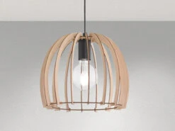 Reality Leuchten Hängeleuchte WOOD Mit Lampenschirm Aus Naturholz Lamellen, Ø30cm -Bestes Beleuchtungs Geschäft haengeleuchte wood mit lampenschirm aus naturholz 1 4