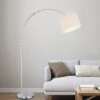 MeineWunschleuchte Höhenverstellbare LED Bogenleuchte Mit Stoffschirm Weiß, Max. Höhe 215cm -Bestes Beleuchtungs Geschäft hoehenverstellbare led bogenleuchte mit stoffschir