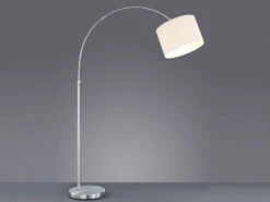 MeineWunschleuchte Höhenverstellbare LED Bogenleuchte Mit Stoffschirm Weiß, Max. Höhe 215cm -Bestes Beleuchtungs Geschäft hoehenverstellbare led bogenleuchte mit stoffschir 2