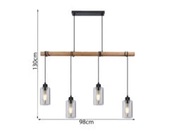 Globo Holzbalken Pendelleuchte HADERA Mit 4 Rauchglas Lampenschirmen 12 Globo Holzbalken Pendelleuchte HADERA Mit 4 Rauchglas Lampenschirmen -Bestes Beleuchtungs Geschäft holzbalken pendelleuchte hadera mit 4 rauchglas la 2