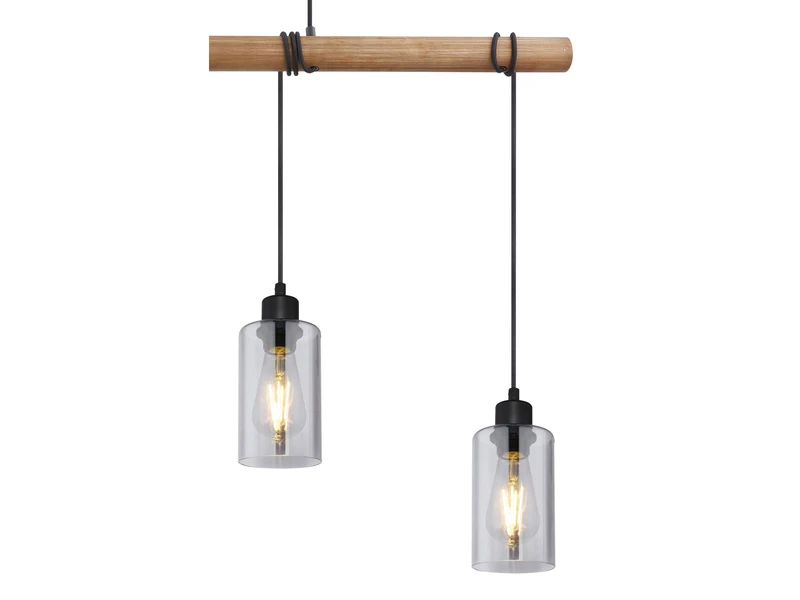 Globo Holzbalken Pendelleuchte HADERA Mit 4 Rauchglas Lampenschirmen 8 Globo Holzbalken Pendelleuchte HADERA Mit 4 Rauchglas Lampenschirmen – Bild 6