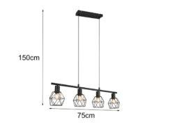 MeineWunschleuchte Industrial Balken Pendelleuchte NARDA Gitter Schwarz, 4 -flammig -Bestes Beleuchtungs Geschäft industrial balken pendelleuchte narda gitter schwa 3