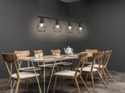 MeineWunschleuchte Industrial Balken Pendelleuchte NARDA Gitter Schwarz, 4 -flammig -Bestes Beleuchtungs Geschäft industrial balken pendelleuchte narda gitter schwa 5