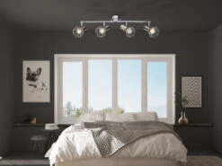 Globo Industrial Deckenstrahler XARA I Gitter Silber Chrom, 4-flammig -Bestes Beleuchtungs Geschäft industrial deckenstrahler xara i gitter silber chr 10