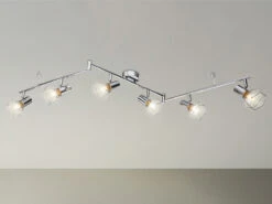 Globo Industrial Deckenstrahler XARA I Gitter Silber Chrom, 6-flammig