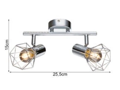 Globo Industrial Deckenstrahler XARA I Gitter Silber Chrom, 2-flammig -Bestes Beleuchtungs Geschäft industrial deckenstrahler xara i gitter silber chr 2