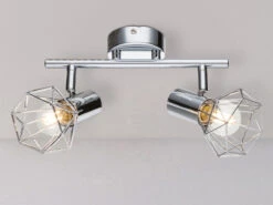 Globo Industrial Deckenstrahler XARA I Gitter Silber Chrom, 2-flammig