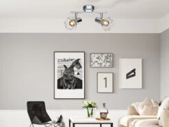 Globo Industrial Deckenstrahler XARA I Gitter Silber Chrom, 2-flammig -Bestes Beleuchtungs Geschäft industrial deckenstrahler xara i gitter silber chr 4