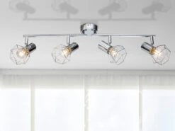 Globo Industrial Deckenstrahler XARA I Gitter Silber Chrom, 4-flammig