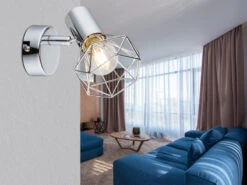 MeineWunschleuchte Industrial LED Wandstrahler Gitter Silber Chrom, 1-flammig