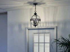 KICHLER Jugendstil Pendelleuchte HALLERON Für Innen & Außen, Anthrazit Ø30,5cm -Bestes Beleuchtungs Geschäft jugendstil pendelleuchte halleron fuer innen ausse 17