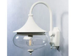 Konstsmide Klassische Außenwandleuchte LIBRA, Aluminium Weiß / Glas Klar, Beleuchtung Haus
