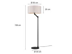 Trio Leuchten Klassische Stehleuchte CASSIO Schwarz Mit Stoffschirm In Weiß - Höhe 158cm -Bestes Beleuchtungs Geschäft klassische stehleuchte cassio schwarz mit stoffsch 3