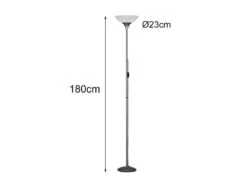 MeineWunschleuchte Klassischer LED Deckenfluter Silbergrau, Höhe 180cm -Bestes Beleuchtungs Geschäft klassischer led deckenfluter silbergrau hoehe 180c 2