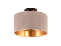Trio Leuchten Kleine Deckenleuchte JULIETA Mit Samt Lampenschirm Beige Gold Ø 30cm -Bestes Beleuchtungs Geschäft kleine deckenleuchte julieta mit samt lampenschirm 1