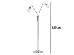 MeineWunschleuchte Kleine LED Stehleuchte, 2 Flexarm Leselampen, Silber Mit Glasschirm, Höhe 125cm -Bestes Beleuchtungs Geschäft kleine led stehleuchte 2 flexarm leselampen silber 2