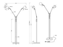 MeineWunschleuchte Kleine LED Stehleuchte, 2 Flexarm Leselampen, Silber Mit Glasschirm, Höhe 125cm -Bestes Beleuchtungs Geschäft kleine led stehleuchte 2 flexarm leselampen silber 4