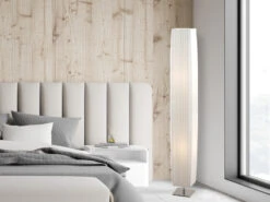 MeineWunschleuchte Kleine LED Stehleuchte Mit Plissee Stoffschirm Weiß Eckig, Höhe 119cm -Bestes Beleuchtungs Geschäft kleine led stehleuchte mit plissee stoffschirm wei 3