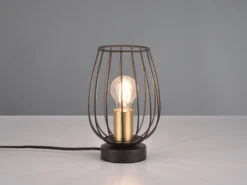 MeineWunschleuchte Kleine LED Tischleuchte Mit Gitter Lampenschirm In Schwarz, Höhe 24,5cm