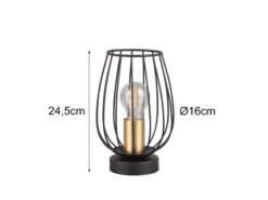 MeineWunschleuchte Kleine LED Tischleuchte Mit Gitter Lampenschirm In Schwarz, Höhe 24,5cm -Bestes Beleuchtungs Geschäft kleine led tischleuchte mit gitter lampenschirm in 3