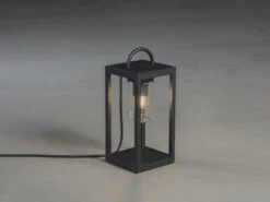 MeineWunschleuchte Kleine LED Tischleuchte Schwarz Aus Stahl Mit Klarglas, Höhe 33cm -Bestes Beleuchtungs Geschäft kleine led tischleuchte schwarz aus stahl mit klar 2