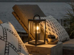 MeineWunschleuchte Kleine LED Tischleuchte Schwarz Aus Stahl Mit Klarglas, Höhe 33cm -Bestes Beleuchtungs Geschäft kleine led tischleuchte schwarz aus stahl mit klar 4