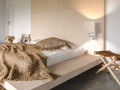 MeineWunschleuchte Kleine LED Wandleuchte Silber Mit Schalter & Stoffschirm Beige Rund -Bestes Beleuchtungs Geschäft kleine led wandleuchte silber mit schalter stoffsc 5