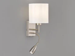 MeineWunschleuchte Kleine LED Wandleuchte Silber Mit Stoffschirm Weiß Rund & Leselampe -Bestes Beleuchtungs Geschäft kleine led wandleuchte silber mit stoffschirm weis 2