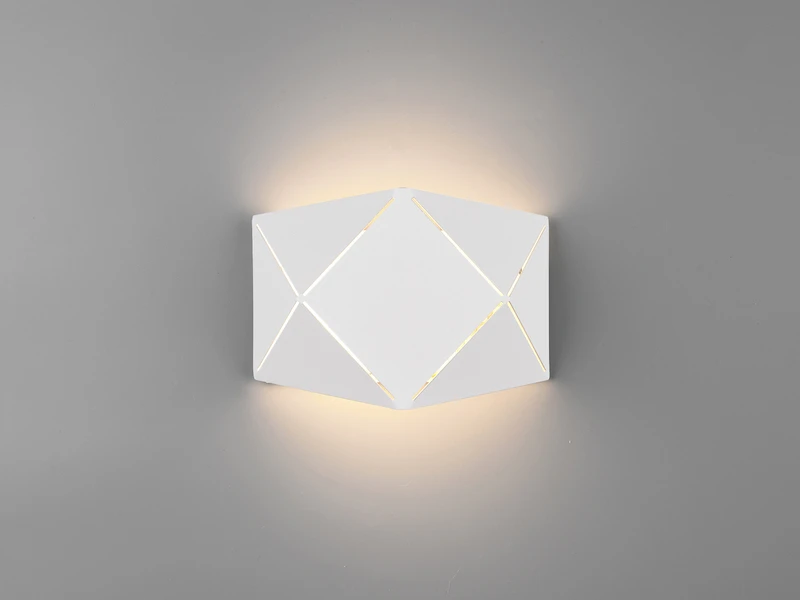 Trio Leuchten Kleine LED Wandleuchte ZANDOR Mit Lasercut Muster In Weiß, 18cm Breit 3 Trio Leuchten Kleine LED Wandleuchte ZANDOR Mit Lasercut Muster In Weiß, 18cm Breit