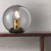 Fischer & Honsel Kleine Tischlampe DINI Rauchglas Schwarz Mit Messing - Kugel Ø 20cm -Bestes Beleuchtungs Geschäft kleine tischlampe dini rauchglas schwarz mit messi