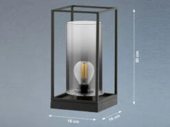 MeineWunschleuchte Kleine Tischlampe Schwarz Mit Rauchglas & LED Dimmbar - Höhe 30cm -Bestes Beleuchtungs Geschäft kleine tischlampe schwarz mit rauchglas led dimmba 3